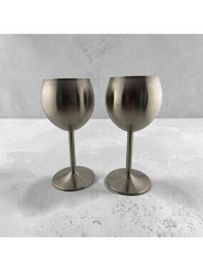 RSVP Endurance Stainless Steel Wine Glasses, Set of 2, 8 oz capacity 18/8